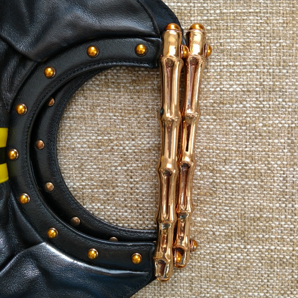 Tom Ford Gucci Bamboo Yellow Stripe Tote Bag - Picture 3 of 7